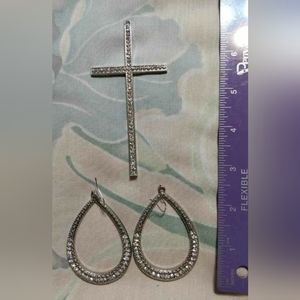 Earrings and pendant rhinestone